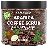 First Botany Cosmeceuticals, 100% Natural Arabica Coffee Scrub with Organic Coffee Coconut & Shea Butter Acne Anti Cellulite & Stretch Mark treatment Spider Vein Therapy, Varicose Veins Eczema, 10 oz