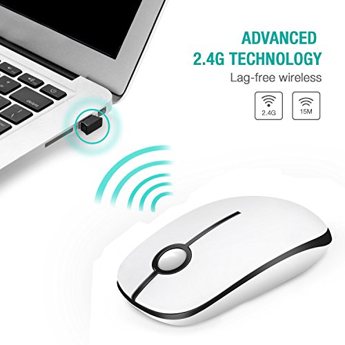 Image of VssoPlor Wireless Mouse, 2.4G Slim Portable Computer Mice with Nano Receiver for Notebook, PC, Laptop, Computer-Black and White