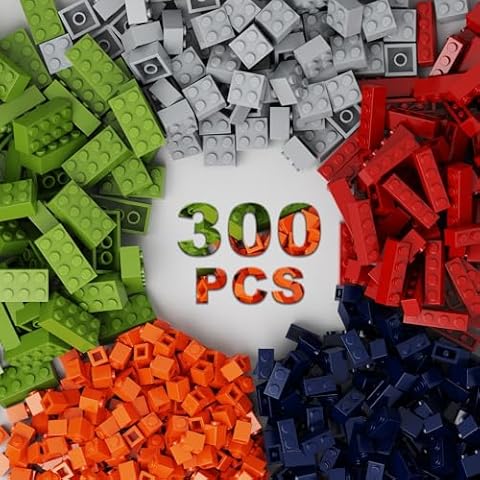 WEBRICK 300 Pcs Classic Building Bricks, Bulk Bricks,Compatible with Major Brands Parts and Pieces, Creative Building Block Toys for Boys Girls Ages 6 7 8 9 10 Year Old Cover