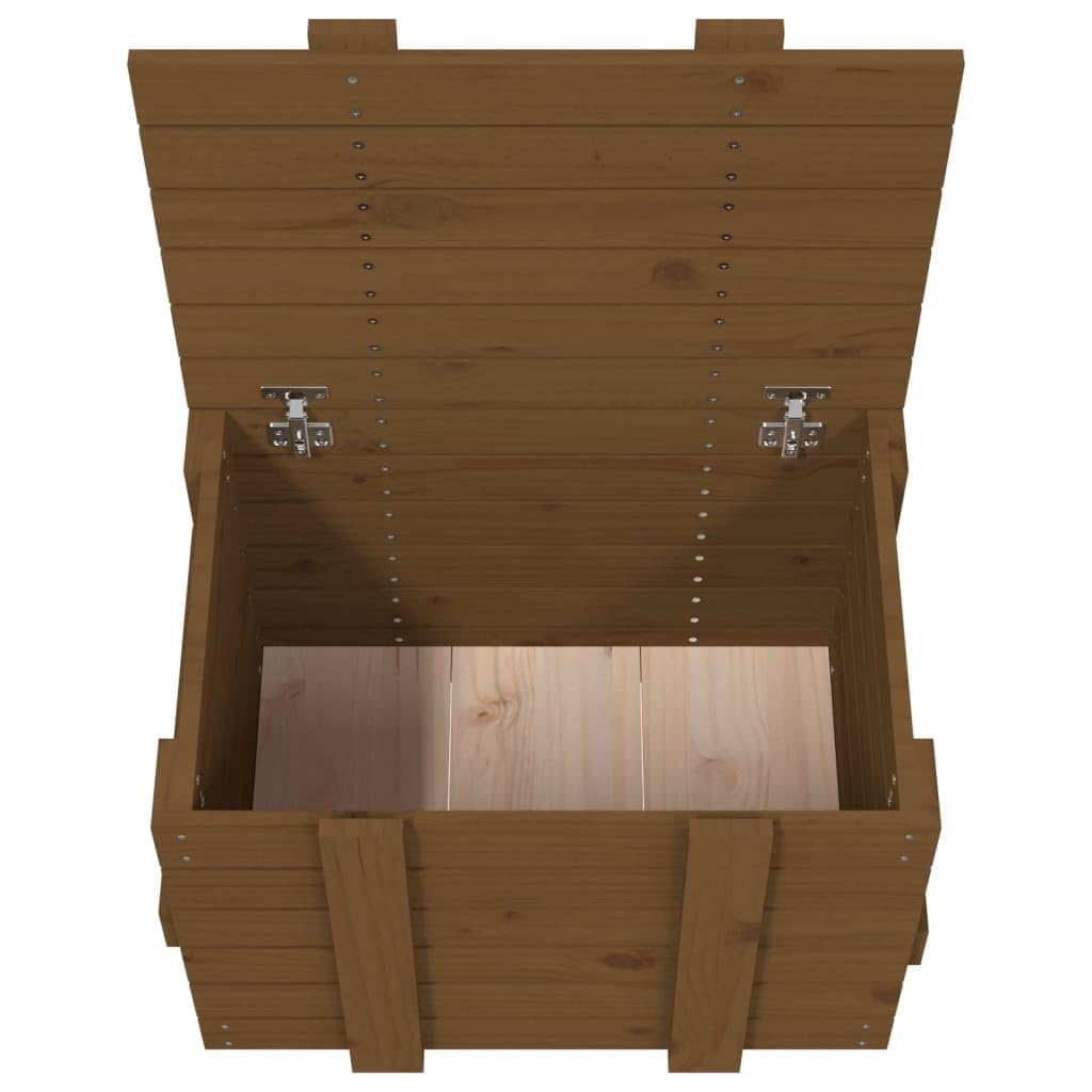 Massive Kieferntruhe Honigbraun 58x40,5x42 cm Aufbewahrungsbox Holz mit Deckel für Teppiche Kissen