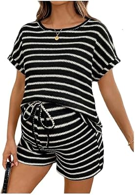 MakeMeChic Women's Maternity Sets – 2‑Piece Pregnancy Loungewear Outfit