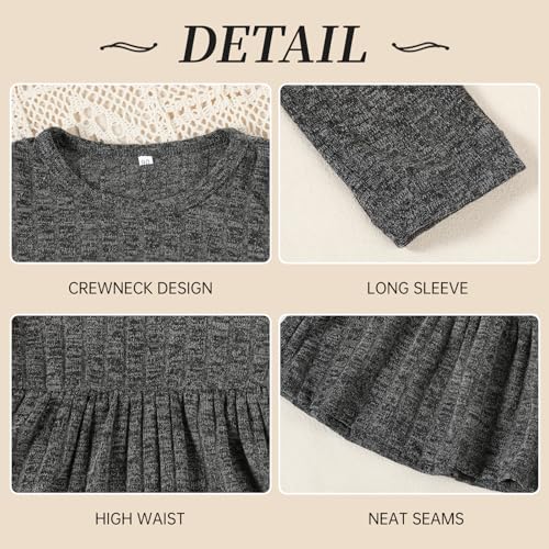 Image of Toddler Baby Girl Long Sleeve Dress Girls Knit Sweater Dresses Tiered Kids Swing Holiday Clothes Fall Winter