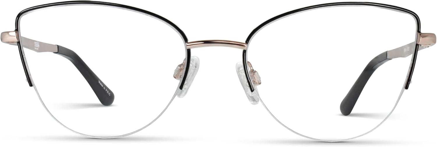 2SeeLife Premium Metal Cat Eye Reading Glasses for Women – Narrow–Medium Fit, Durable & Sturdy Frame, Cateye Readers, Black, +1.75