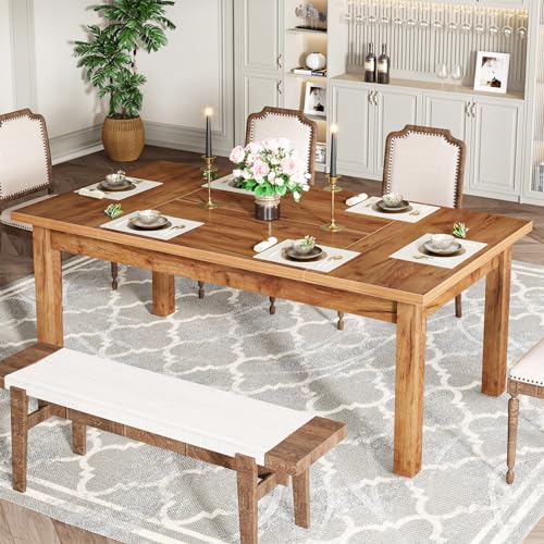 Tribesigns-7087-Wood-Dining-Table-for-6-8-People-Modern-Large-Rectangle-Kitchen-Table-Farmhouse-Dinner-Table-Dining-Room-Table-Kitchen-Dining-Room-Furniture-with-Thickened-Legs Tribesigns 7087 Wood Dining Table for 6 8 People Modern Large Rectangle Kitchen Table Farmhouse Dinner Table Dining Room Table Kitchen Dining Room Furniture with Thickened Legs