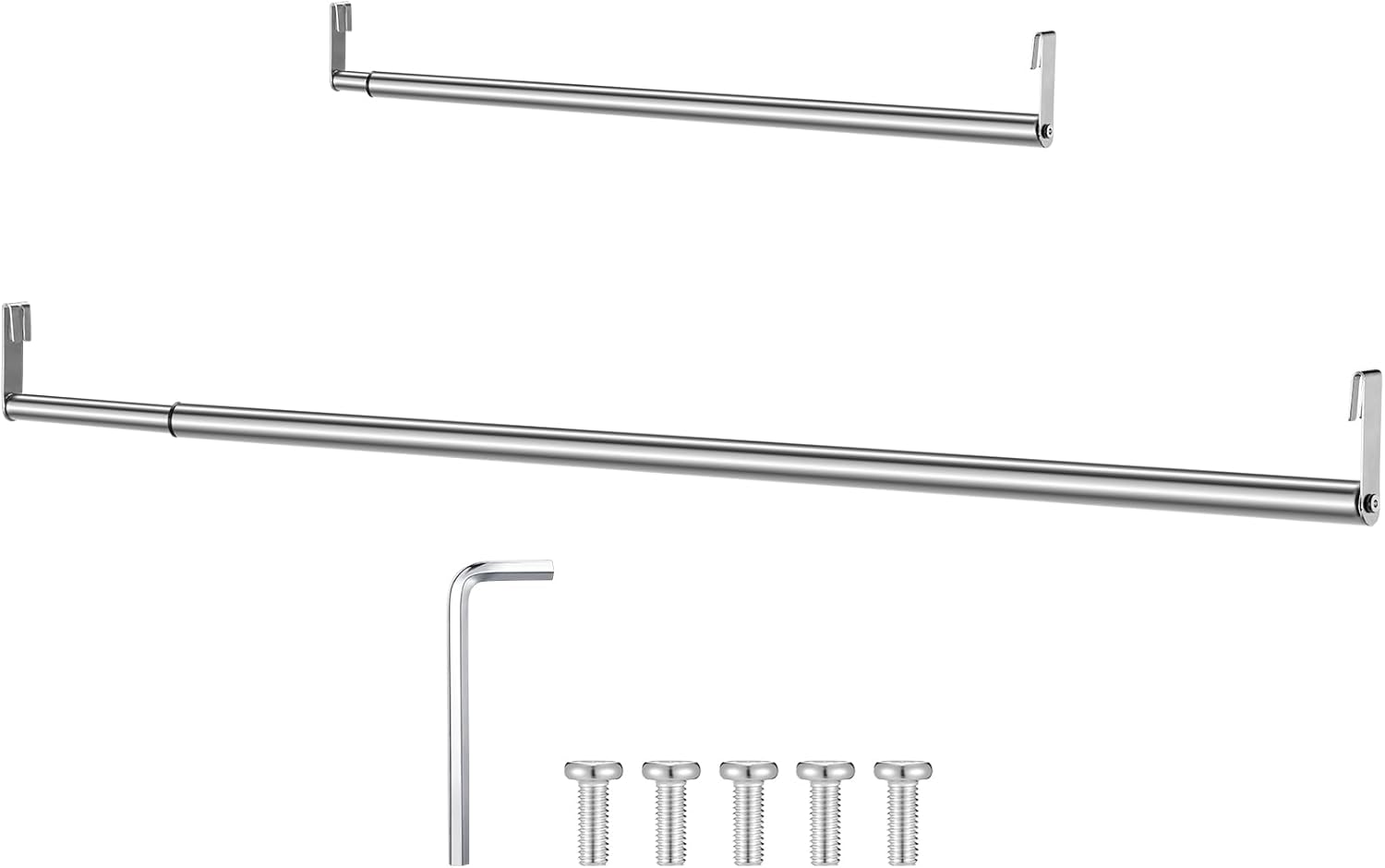 Expandable Closet Rod for Wire Shelf Hanging Clothes Adjustable Heavy Duty Closet Hanging Rod Extender Heavy Duty Hanger Bar Metal Poles for Wardrobes Hanger, 1 Pack (24-41 Inch,Silver)