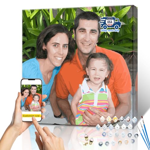 Image of Azvccea Personalized Paint by Numbers Kit for Adults Acrylic Painting Oil Painting Customized DIY Paint by Numbers Set Painting for Beginners (E:20x20 in)