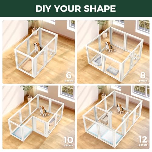 Image of FXW AuraSpace Acrylic Indoor Dog Playpen for Medium Dogs, 35 Inch 6 Panels, White
