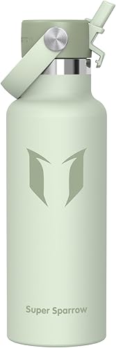 Miniatura 101 de Super Sparrow Botella de Agua Aislada - 17 Oz / 25 Oz / 34 Oz - Frasco FlipFlow de Boca Estándar - Libre de BPA, Botella a Prueba de Fugas - azul