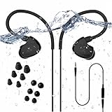 Avantree [2019 Version] Secure Fit Underwater Waterproof Earbuds for Swimming, Wired Sports Headphones for Gym Running Diving Surfing, IPX7, Short Cord with Ear Hook and 6 Pair Soft Earphones Tips