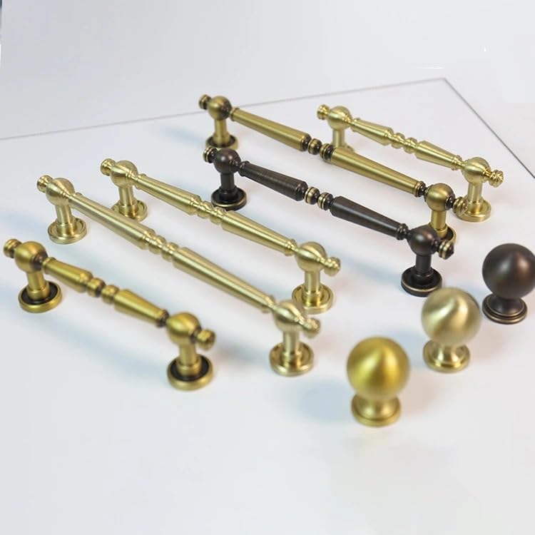 Retro Stain Brass Cabinet Handle Kitchen Funiture Bar Pull Old School Handles Drawer Kitchen Handles Shoe Cabinets Handle 1/6Pcs (Color : Coffee 96mm, Size : 6pc)