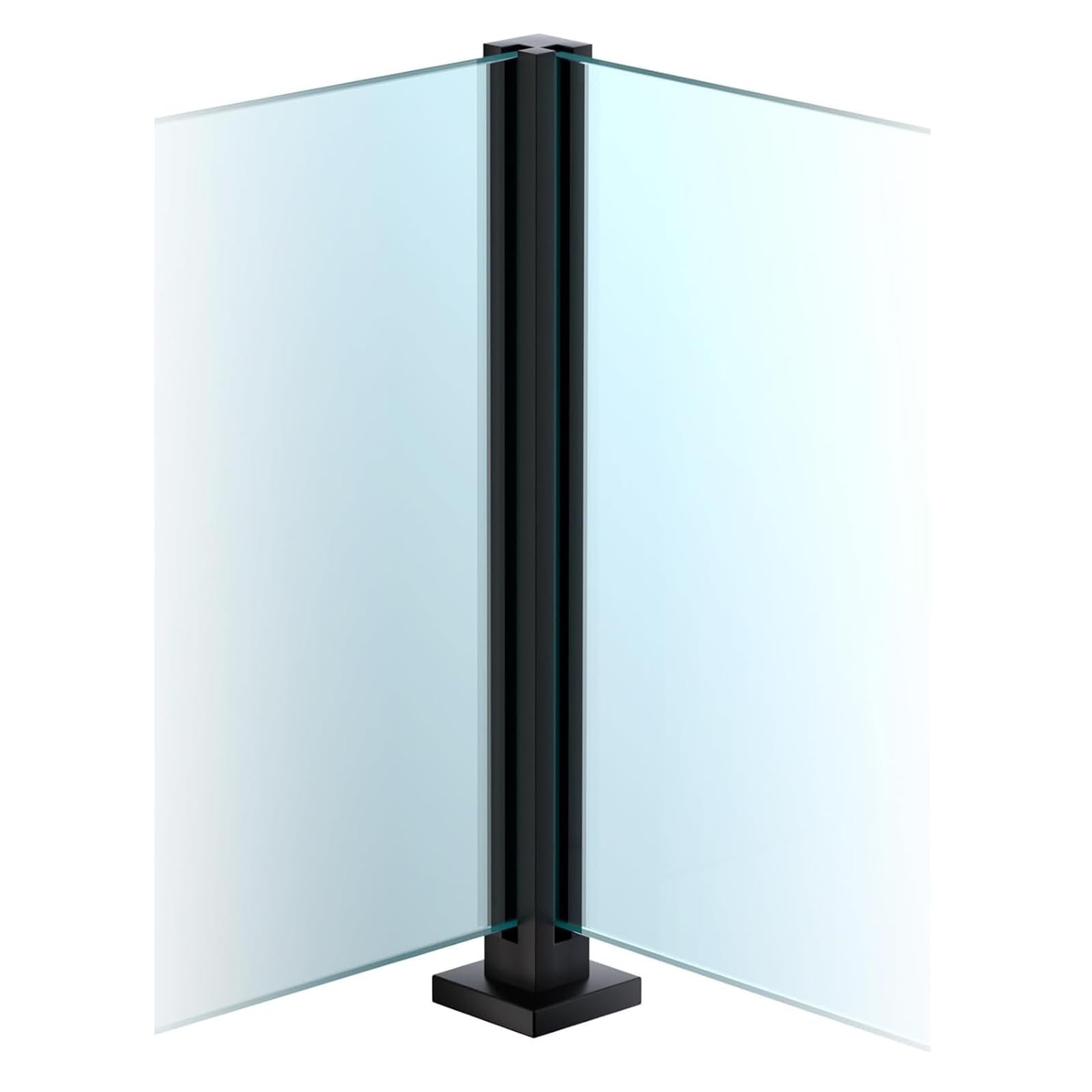 Paletto per ringhiera in vetro pesante, in acciaio inossidabile 304, per vetro, legno, PVC, con fessure per perno e base robusta, per balcone, scala, terrazzo, patio,Black~corner post,95cm