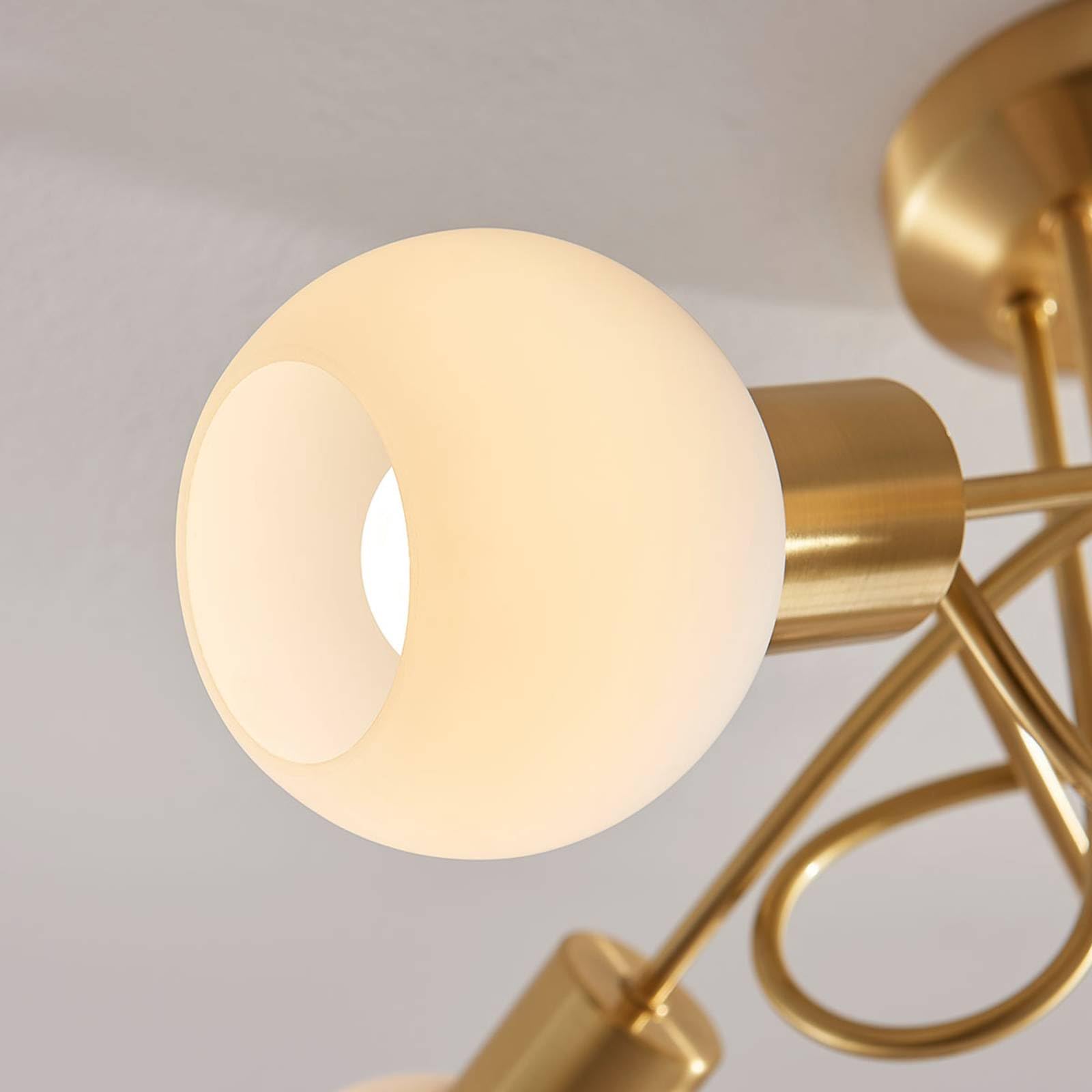Lindby Lámpara de techo Elaina (Moderno) en Dorado hecho Vidrio e.o. para Salón & Comedor (5 llamas, E14) lámpara
