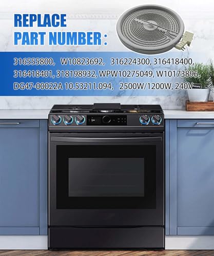 Image of 316555800 9 inch /6 inch Dual Radiant Surface Element (2500W /1200W) | Fits for Whirlpool Frigidaire Kenmore Samsung Range Stove, Replaces W10823692, 316224300, 316418400, 316418401, 318198932