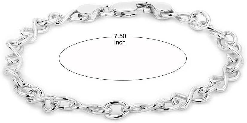 Vanbelle Sterling Silver Jewelry - Rhodium Plated with 925 Stamp - Fancy Infinity Link Chain Bracelet - Beautifully Handcrafted Hand-Made Bracelet Jewelry for Women - 7.5" Long - Image 4