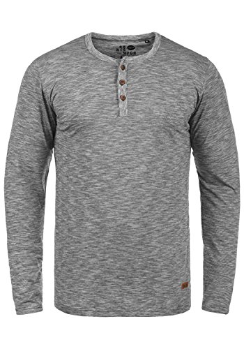 !Solid SDMigos Herren Longsleeve Langarmshirt Shirt mit Grandad-Ausschnitt 100% Baumwolle, Größe:L, Farbe:Black (9000)