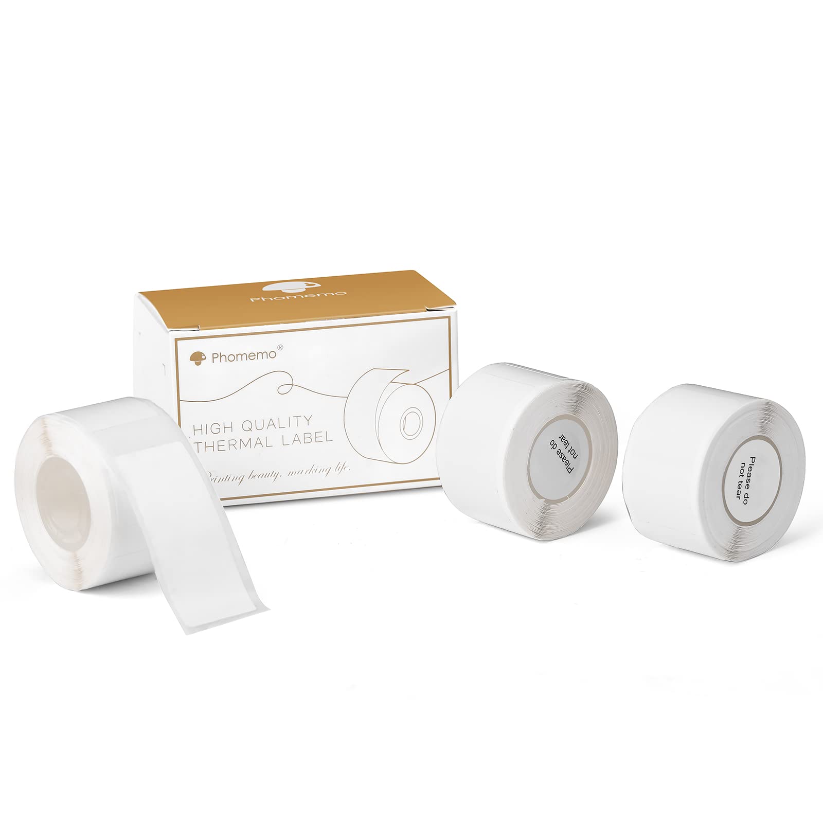 Phomemo Label Tape Thermal Adhesive Label Paper Compatible with Phomemo D50 Label Maker, White Label Roll, 20mm*40mm, 150 Labels/Roll, Waterproof, Oilproof,Abrasion Resistance