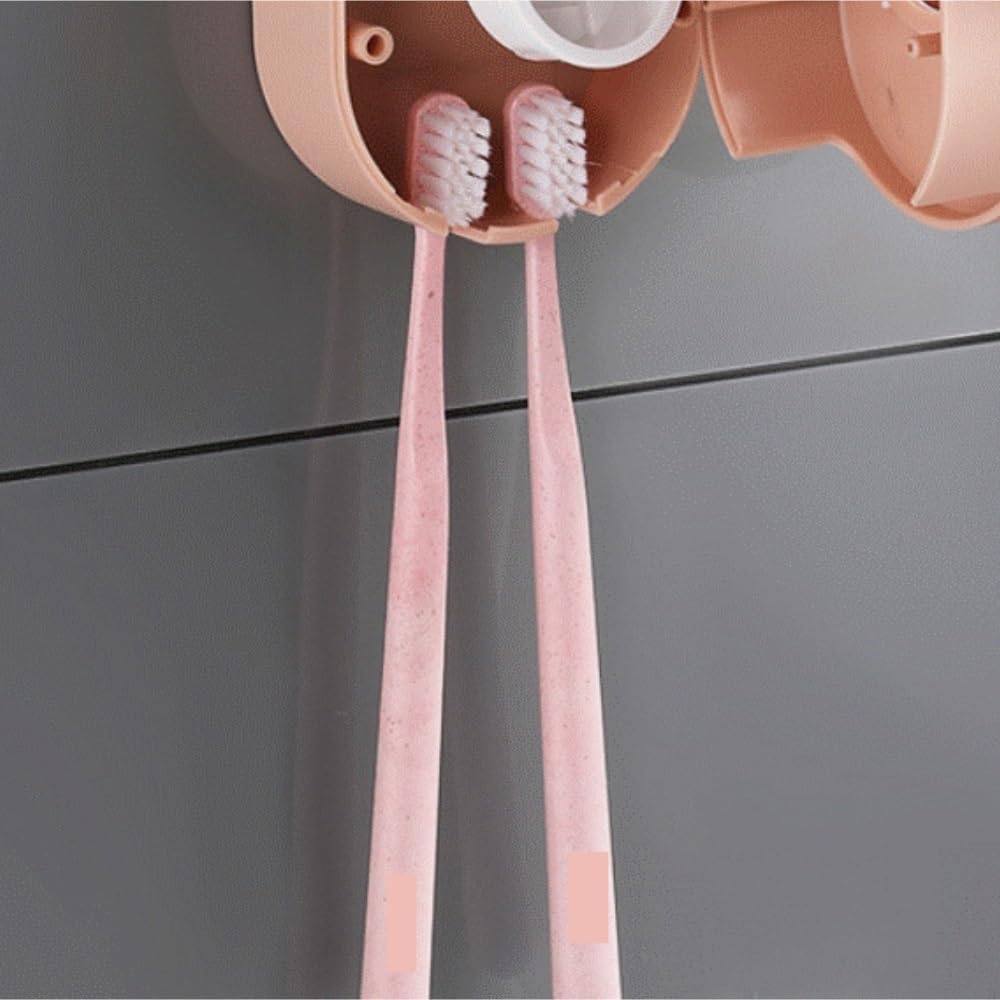 Portacepillos De Dientes para Baño Y Ducha Dispensador De Pasta Dientes Y Soporte For Cepillos, Estante Almacenamiento Sin Perforación(White)