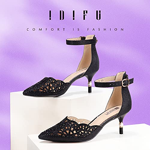 IDIFU Women's IN2 Candice Wedding Rhinestones Sequins Low Kitten Heels Pumps Dress Evening Shoes for Women Bridal Bride2