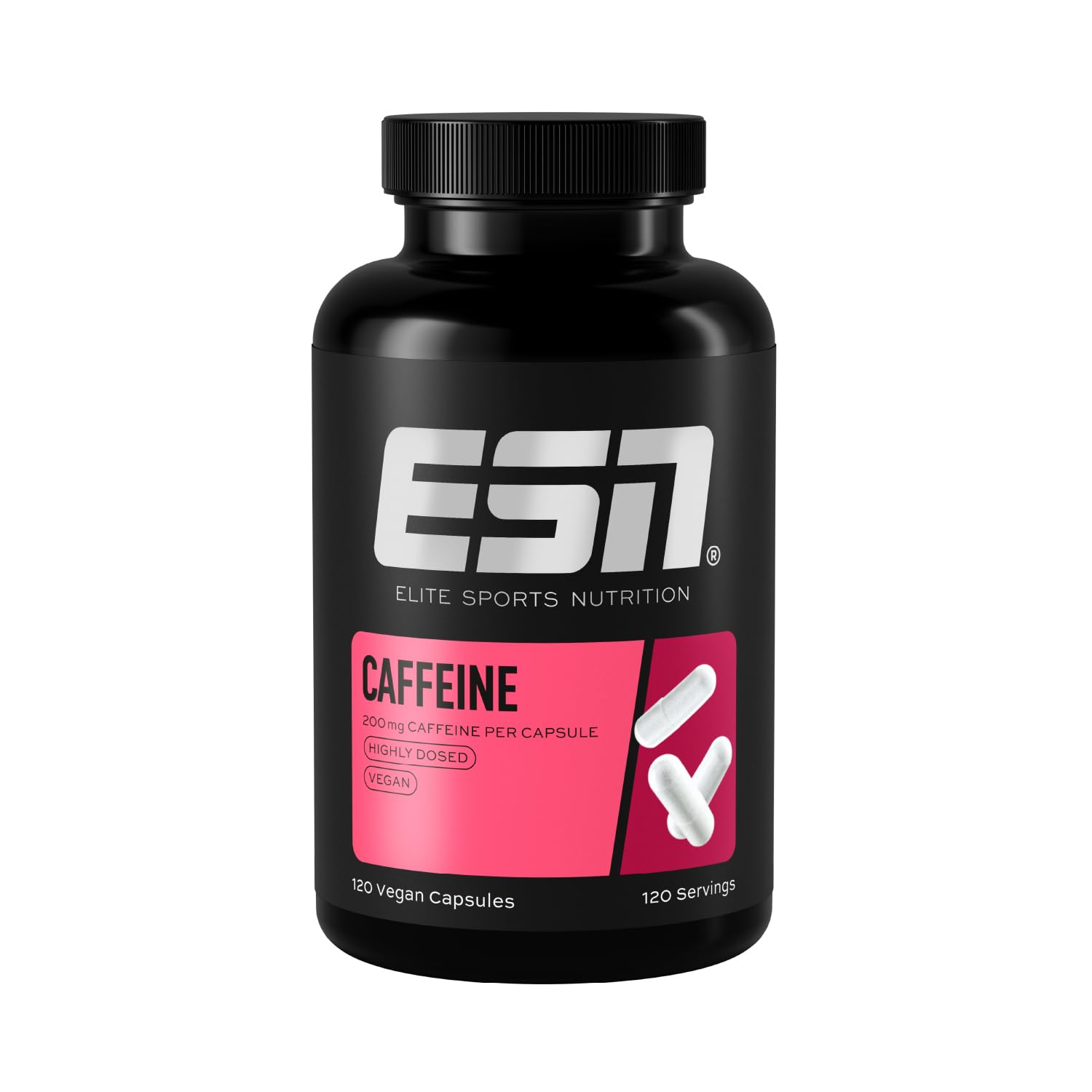 ESN Caffeine Caps, 120 Capsules, 200 mg Caffeine per Daily Serving, high-dose, Vegan – Made in Germany