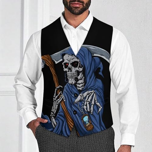 Reaper Grim with Hourglass Men's Suit Vest Slim Fit V-Ncek Waistcoat Business Casual Vest2