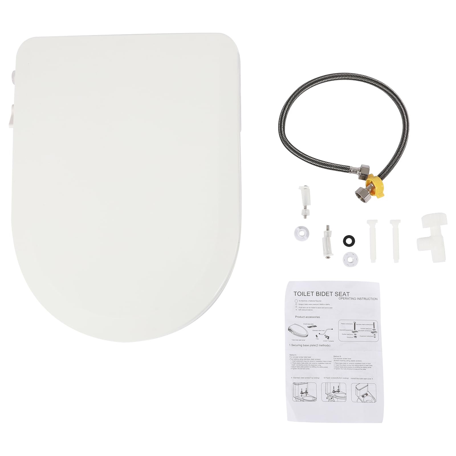 Sedile WC a forma di D con doccia senza corrente, doppio ugello sul retro e sul davanti, coperchio WC con chiusura lenta