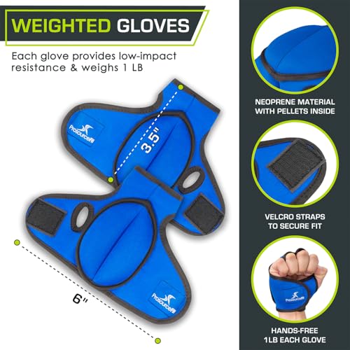 Image of ProsourceFit Weighted Gloves Set, 2 lb Pair / 1 lb Each, Neoprene Hand Weights for Walking, Cardio, Aerobics, Boxing, Toning, and Sculpting