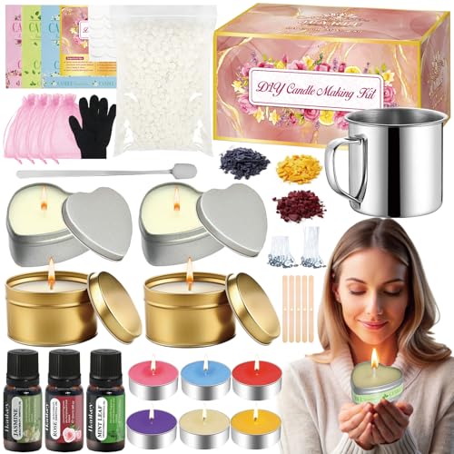 JUYRLE Kit de fabricação de velas - 73 peças de suprimentos para fazer velas, artes e artesanato DIY