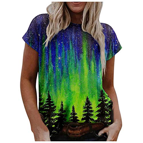 Camiseta para mujer, blusa, tops, primavera, verano, suelta, informal, básica, extragrande, para adolescentes, niñas y mujeres, con motivo vintage, bohemio, informal, cuello redondo, estampado, manga