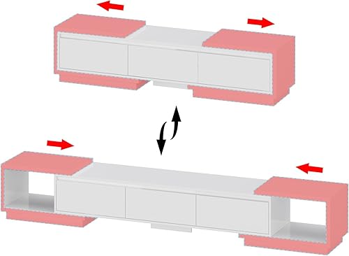Miniatura 3 de ECACAD Soporte de TV de longitud ajustable para televisores de hasta 70 pulgadas, moderno centro de entretenimiento multimedia con 3 cajones y