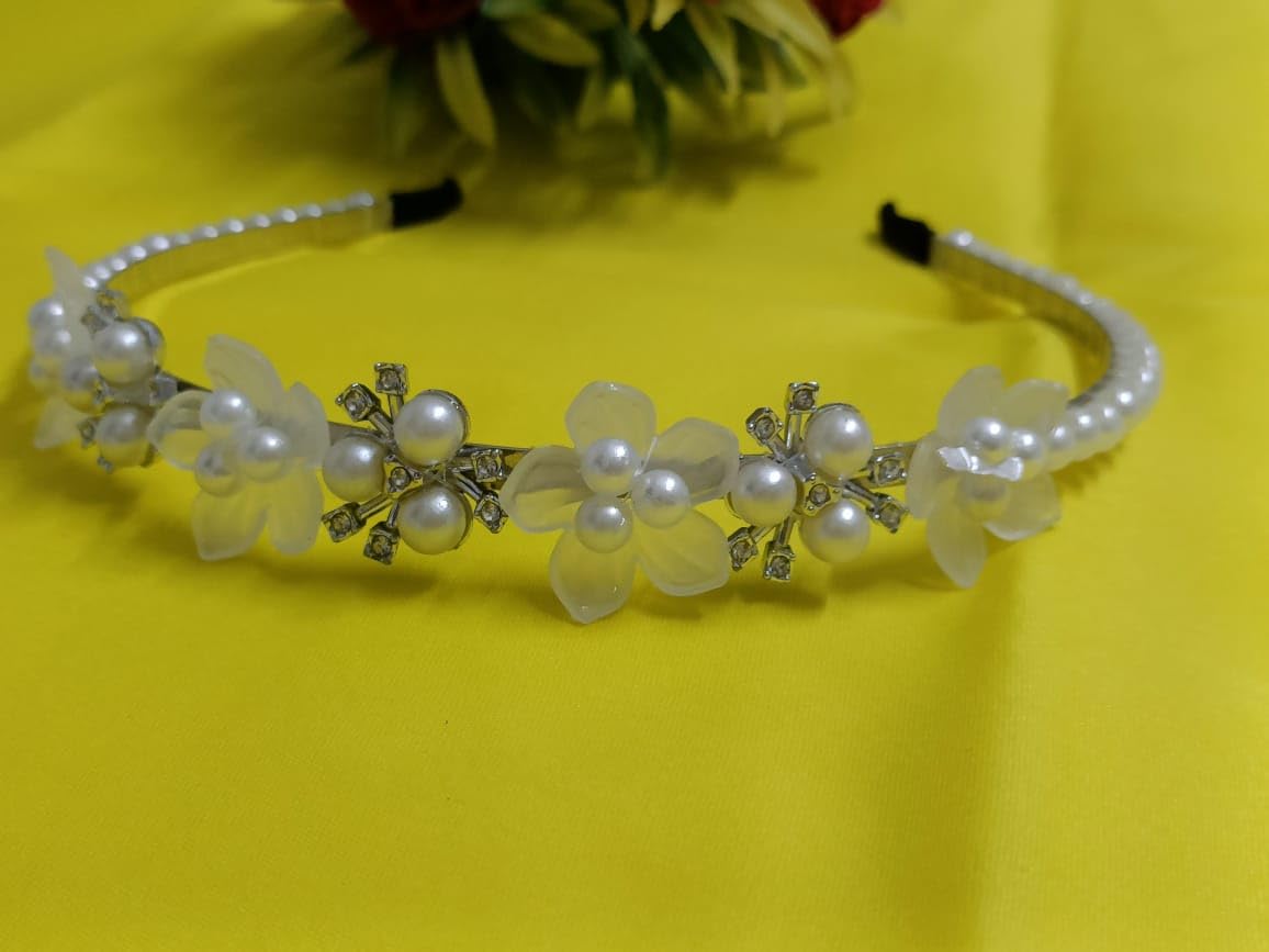 Pearl Headbands for Girls – Elegant Floral Hair Bands with Pearls & Crystals for Christmas, New Year, Parties & Weddings 2