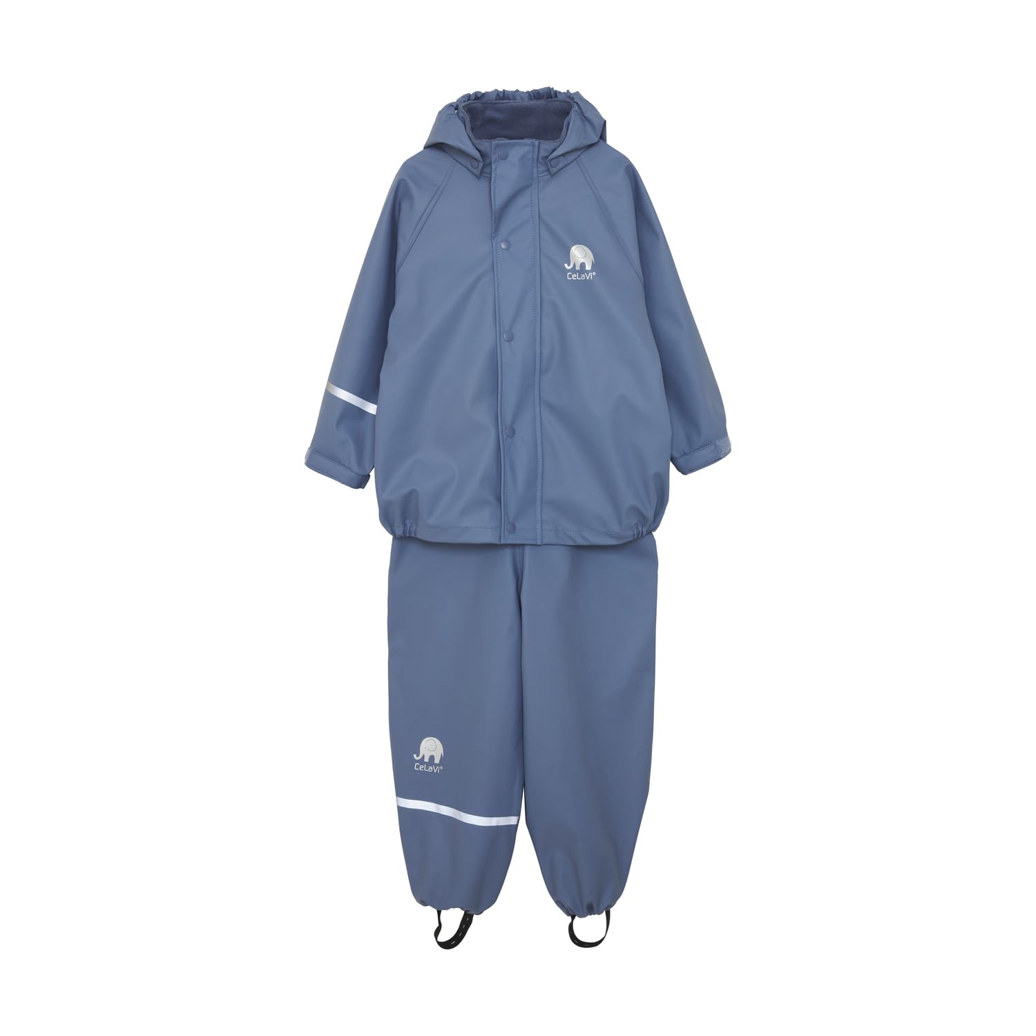 CeLaVi European Kids Rain Suit for Boys Girls with Detachable Hood, Waterproof 2 Pcs Rain Jacket w/Pants or Dungarees
