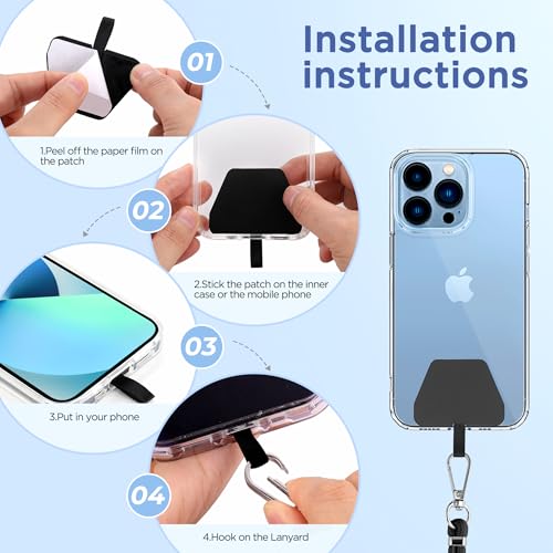 Cell Phone Lanyard 2 Pcs-1 Pcs 30"(Neck Strap×1)+8"(Wrist Strap×1) Black - Photo 15 sur 115