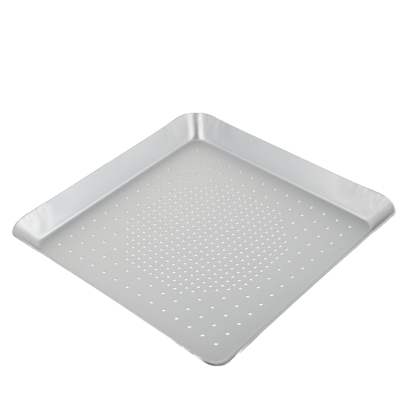 Plat à pizza perforé durable en alliage d'aluminium argenté élégant