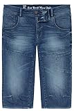 Lässiger Sommerlook JP 1880 Herren große Größen bis 7XL, 3/4-Jeans-Bermuda, Modisch vorgewaschen, bequem geschnitten, 5-Pocket-Passform, Normale Oberschenkel- und Beinweite, Blue Stone 64 720226 91-64