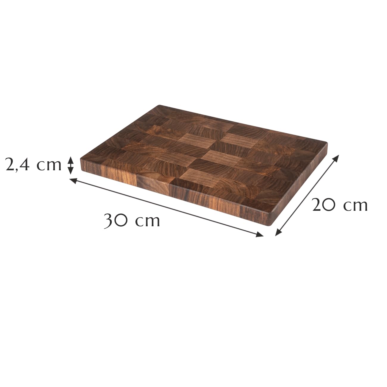 hochwertiges Stirnholz Schneidebrett aus Nussbaum 30 x 20 x 2,3 cm von HOLZ-LEUTE seit 1873