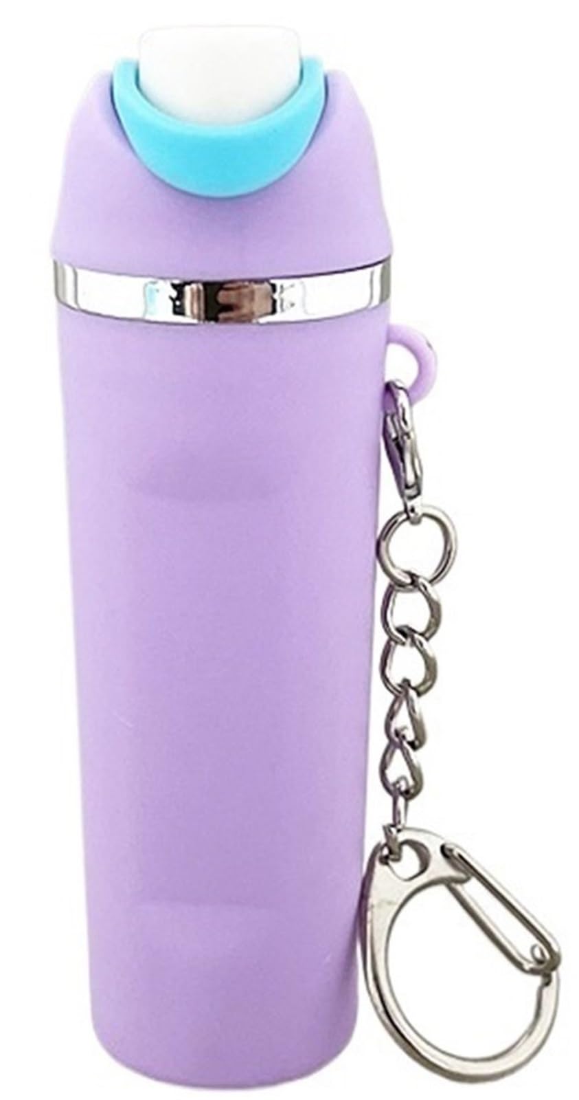 THUCHENYUC Mini Water Bottle Keychain, Trendy Bottle Keychain Novelty Water Cup Keychains 3D Printed Lip Balm Holder Cute Charms For Handbags Backpack(Purple)
