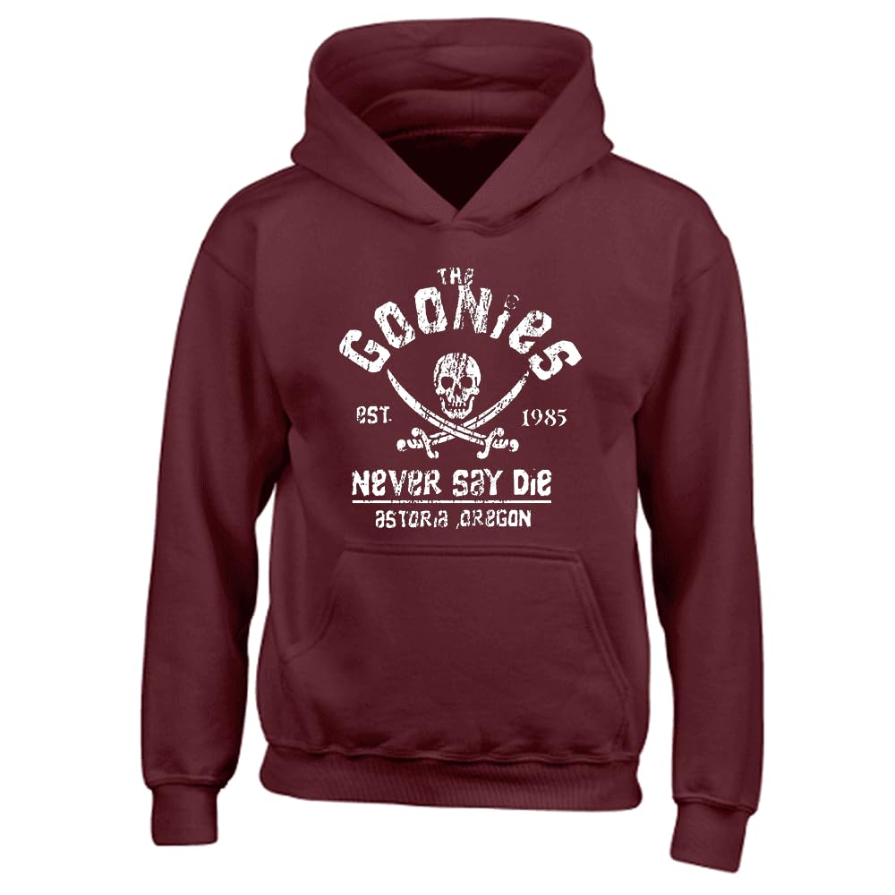 Fortune Unisex Burgundy The Goonie Slogan Printed Hooded Sweatshirt