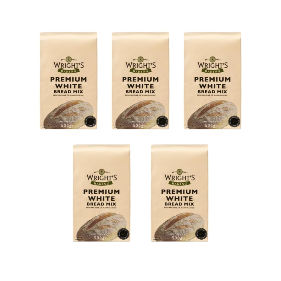Wright's | Bread Mix Premium White 5X500g | Wright's Premium White bread mix is made from a quality blend of wheats | Baking Success Guaranteed | Suitable for Vegetarians (NP)