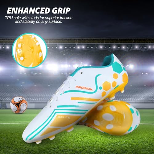Prokick Brute Football Studs Men's White WHITE/SEA GREEN - Image 5