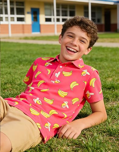 Cuddomper Boys Polo Golf Shirt Fashion Baseball Clothes Banana 11-12 Years - image 3