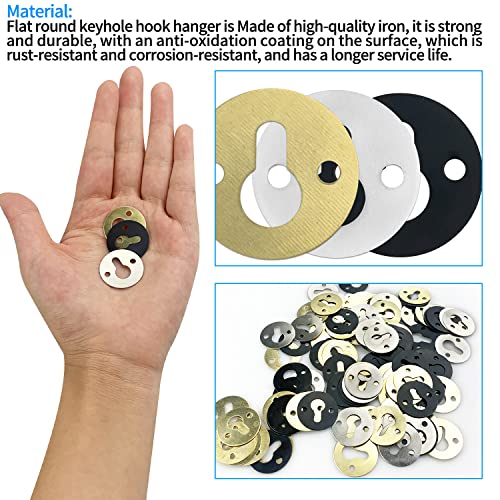 105 Pcs Metal Round Type Keyhole Iron Keyhole Hangers with 1 Screwdriver 210 Screws - Image 3