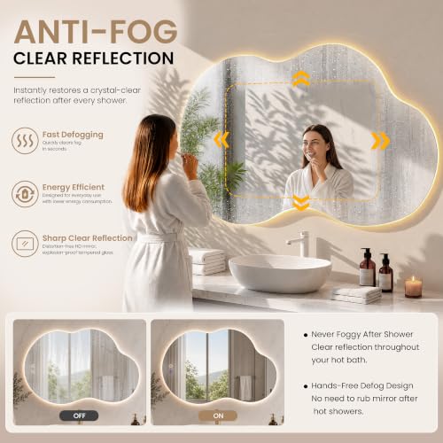 24" x 40" Irregular Backlit Bathroom Mirror, Anti-Fog - Image 3