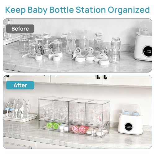 Image of Vtopmart 6 Pack Baby Bottle Organizer Set, Stackable Storage Drawers Ideal for Kichen Countertop, Vanity, Bathroom, Cabinet, Pantry Organization