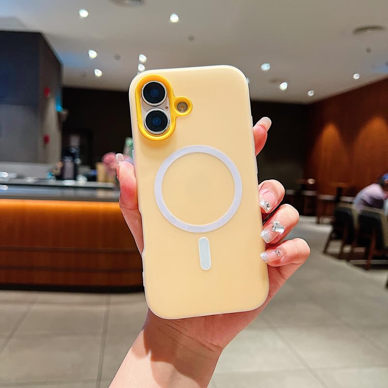 Image of LuxuryKase Magnetic Silicone Candy Case for iPhone 17 | MagSafe Compatible | Slim Protective Case | Lightweight & Flexible | Wireless Charging | Soft Matte Finish - Yellow