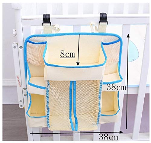 Bolsa multifuncional para colgar en la cama, organizador de juguetes, almacenamiento de pañales, bolsillos para cuna, cama, red dispensadora de hilo para cama (color: blanco)