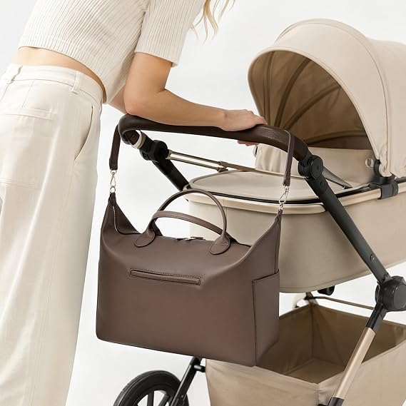 Starnearby Sac à Langer Convertible Sac à Dos Tote Bag en Cuir Végétalien