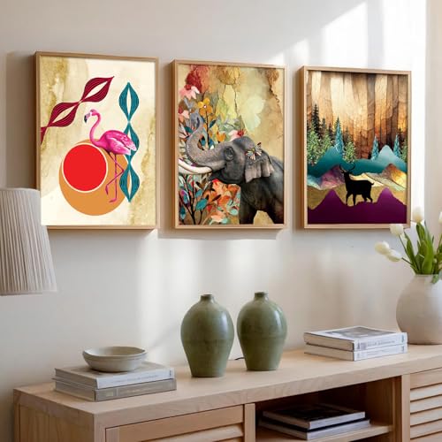 Image of kotart Modern Wall Art Framed Painting for Wall Decoration - Wall Paintings for Living Room, Bedroom - Set of 3 - D (Art 4, 13x17 inch)