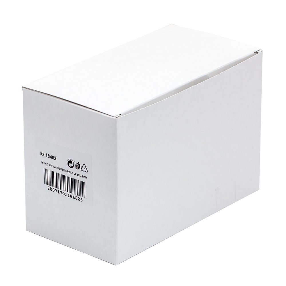 5 x Dymo 18482 Rhino Industrie Polyester Etiketten, selbstklebend, 9 mm x 3,5 Schwarz auf Wei + Papermate Kugelschreiber Geschenk