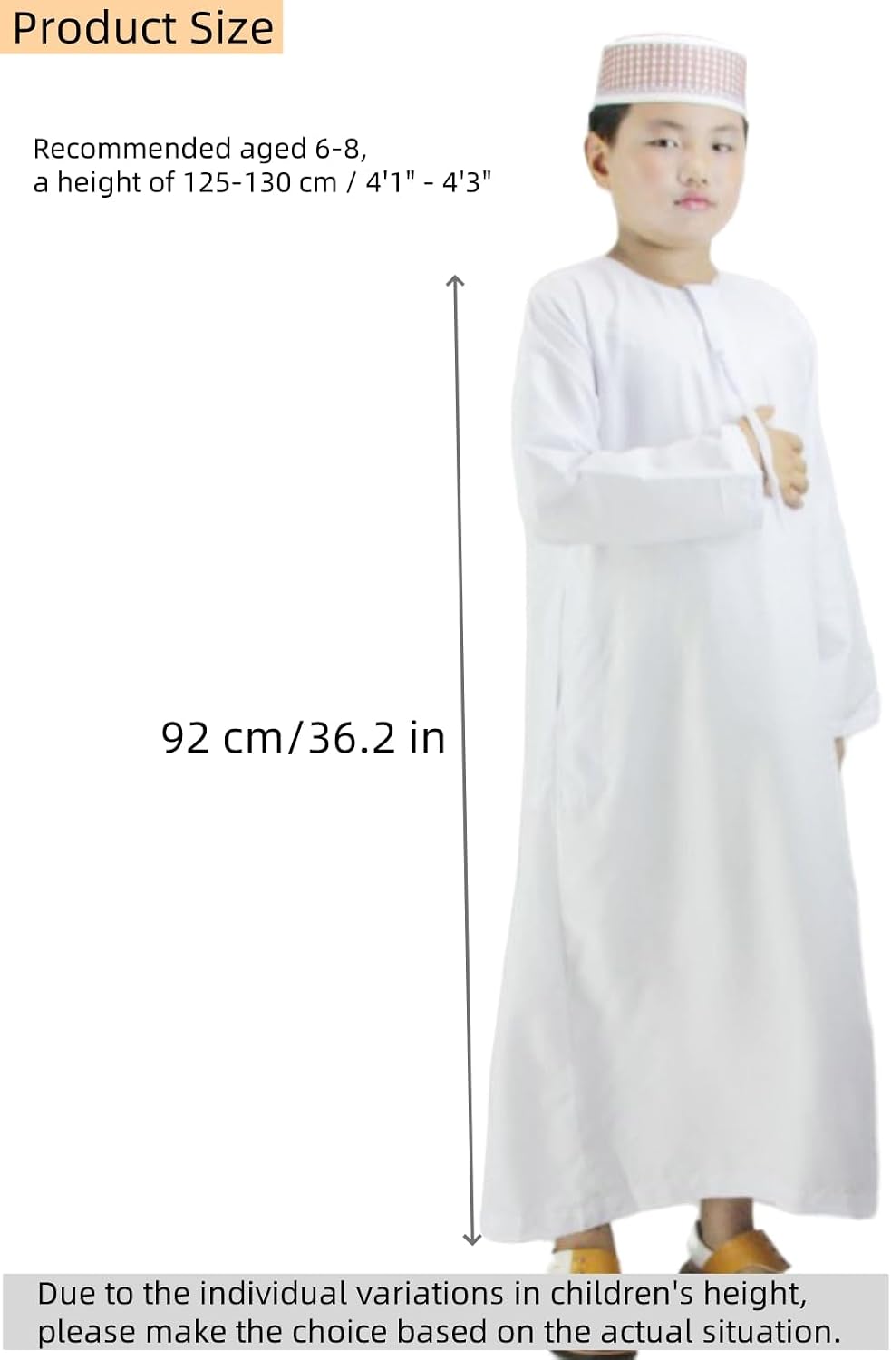 Boys Abaya Kaftan White Kids Thobe Muslim Prayer Clothes Dress Long Sleeve Kids Robe Thobe