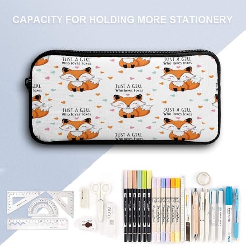Adult Pencil Pouch for College Accessories, Portable Just A Girl Who Loves Foxes Lunch Bag, Backpack with Adjustable Strap4